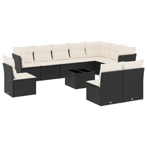 vidaXL Salon de jardin 11 Pièces avec coussins noir résine tressée