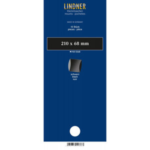 Bandes double soudure 210 x 68 mm pour timbres-poste. Fond - Noir