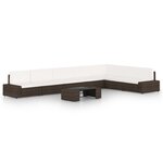 vidaXL Salon de jardin 8 Pièces avec coussins Marron Résine tressée