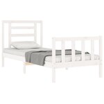 vidaXL Cadre de lit avec tête de lit blanc 90x200 cm bois massif