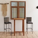 vidaXL Ensemble de bar de jardin avec coussins 3 Pièces Gris