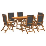 vidaXL Ensemble à manger de jardin 7Pièces bois d'acacia solide textilène