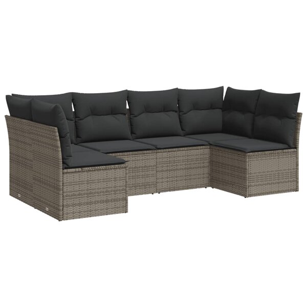 vidaXL Salon de jardin 6 Pièces avec coussins gris résine tressée