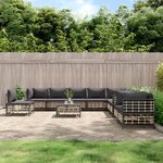 vidaXL Salon de jardin 11 Pièces avec coussins anthracite résine tressée