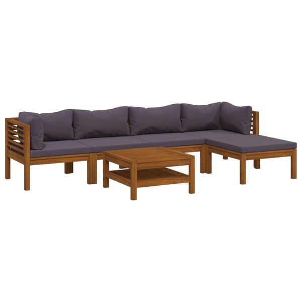 vidaXL Salon de jardin 7 Pièces avec coussin Bois d'acacia solide
