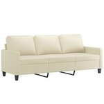 vidaXL Canapé à 3 places avec repose-pieds Crème 180 cm Similicuir
