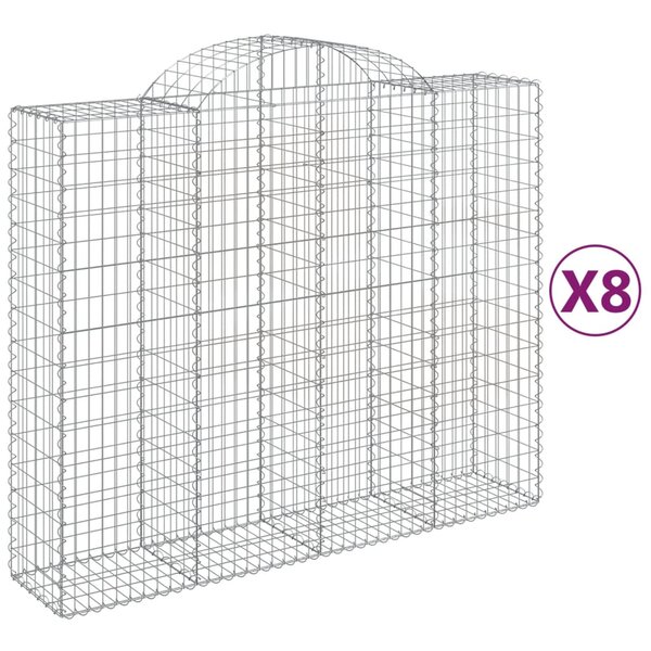 vidaXL Paniers à gabions arqués 8 Pièces 200x50x160/180 cm Fer galvanisé