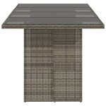 vidaXL Table de jardin avec dessus en verre gris résine tressée