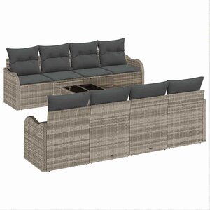 vidaXL Ensemble de canapé de jardin 9 Pièces Gris clair et gris foncé