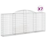 vidaXL Paniers à gabions arqués 7 Pièces 300x30x120/140 cm fer galvanisé