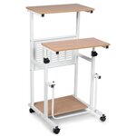 Bureau informatique avec plateau de clavier support d'imprimante roulant assis-debout ajustable 68-98cm 20_0000339