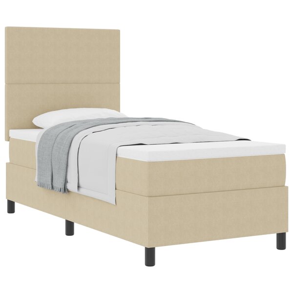 vidaXL Lit avec Sommier avec Matelas Beige 90x200 cm Tissu en Velours Côtelé