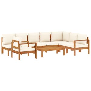 vidaXL Salon de jardin avec coussins 6 Pièces bois d'acacia solide