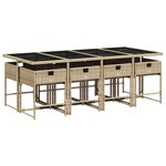 vidaXL Ensemble à manger de jardin et coussins 9 Pièces beige Poly rotin