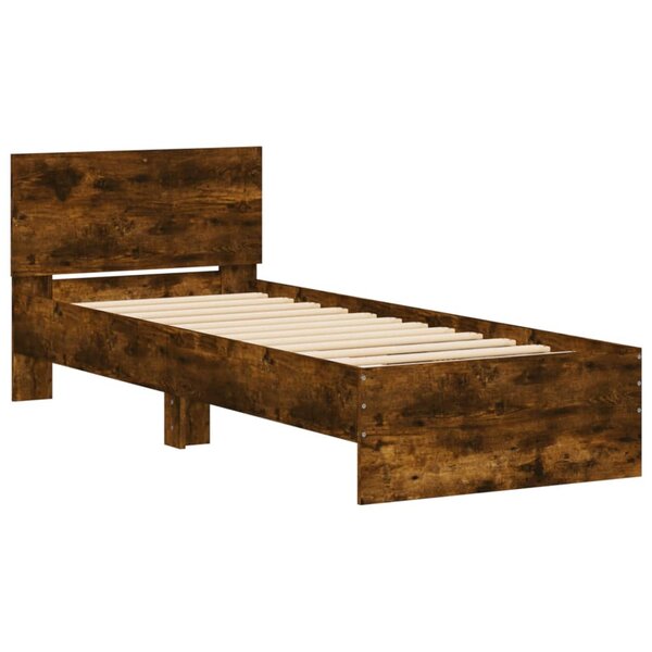vidaXL Cadre de lit tête de lit chêne fumé 75x190 cm bois ingénierie