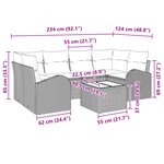 vidaXL Canapé de jardin 7 pièces avec coussins en rotin noir