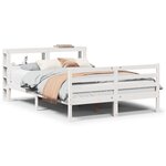vidaXL Cadre de lit avec tête de lit blanc 135x190 cm bois pin massif