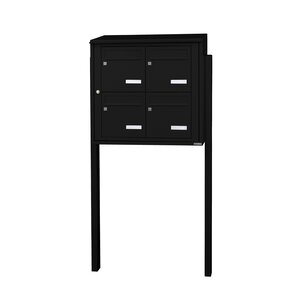 Bloc collectif Leabox 2x2 grade 3 simple face extérieur sur pieds à sceller noir 9005 finition brillante