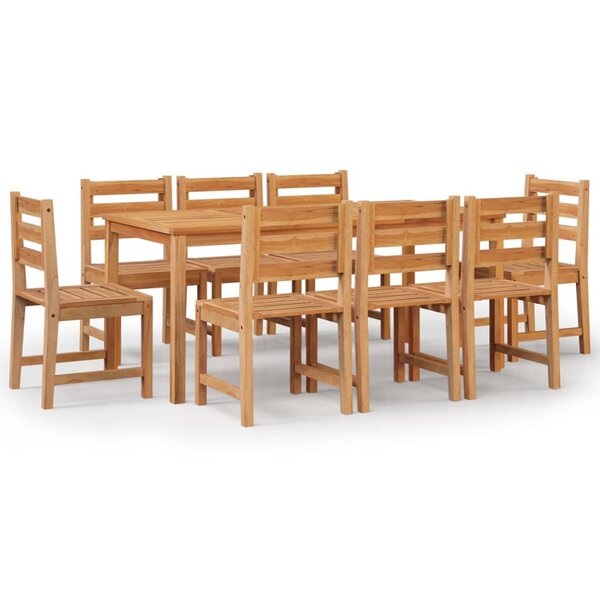 vidaXL Ensemble à manger de jardin 9 Pièces Bois de teck solide