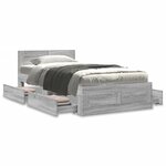 vidaXL Cadre de lit tête de lit gris béton 90x190 cm bois ingénierie