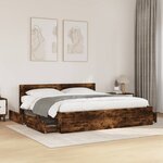 vidaXL Cadre de lit avec tête de lit chêne fumé 200x200 cm