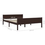 vidaXL Cadre de lit Bois de pin massif Marron foncé 140x200 cm