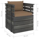 vidaXL Fauteuil de jardin avec coussins Bois de pin