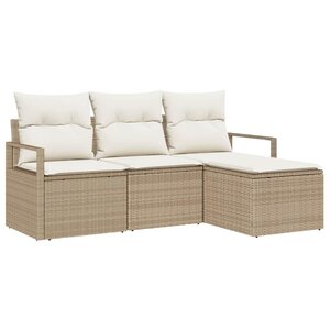 vidaXL Ensemble de Canapés avec coussin 4 Pièces Beige et crème polyrotin