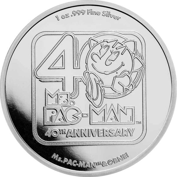 Pièce de monnaie en Argent 2 Dollars g 31.1 (1 oz) Millésime 2021 Pacman MS PACMAN