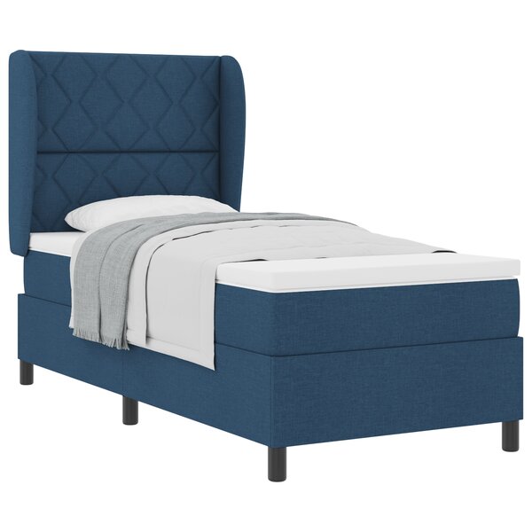 vidaXL Lit à Ressorts Ensachés avec Matelas  Bleu  100x200 cm  Tissu