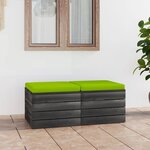 vidaXL Repose-pieds palette de jardin 2 Pièces avec coussins Bois de pin