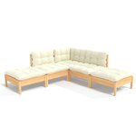 vidaXL Salon de jardin 5 Pièces avec coussins crème bois de pin