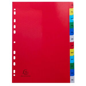 Intercalaires Imprimés Mensuels Pp Couleurs Janv-décembre - A4 - Couleurs Assorties - X 20 - Exacompta