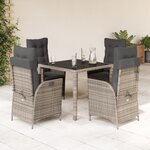 vidaXL Ensemble à manger de jardin 5 Pièces coussins gris résine tressée