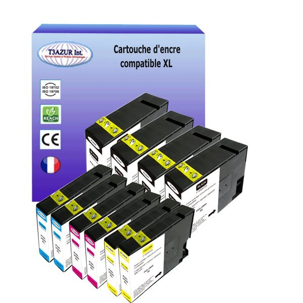 10 Cartouches compatibles avec  Canon PGI2500XL (4Bk/2C/2M/2Y) - T3AZUR