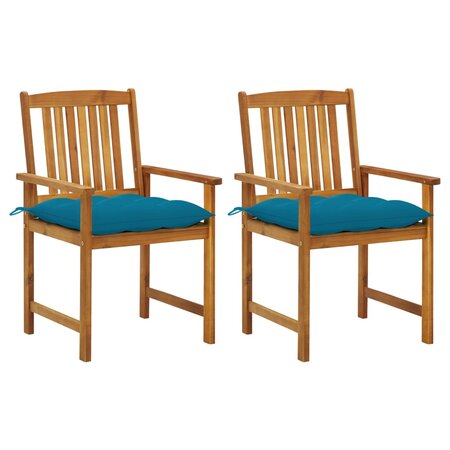 vidaXL Chaises de jardin avec coussins lot de 2 Bois d'acacia massif