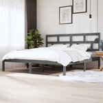 vidaXL Cadre de lit Gris Bois de pin massif 200x200 cm