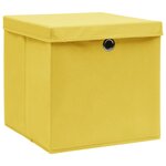 vidaXL Boîtes de rangement avec couvercles 4 Pièces 28x28x28 cm Jaune