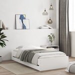 vidaXL Cadre de lit avec tiroirs blanc 90x200 cm bois d'ingénierie