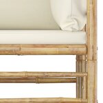 vidaXL Salon de jardin 4 Pièces avec coussins blanc crème bambou