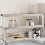 vidaXL Étagère de table de travail à 2 niveaux 110x30x65 cm inox