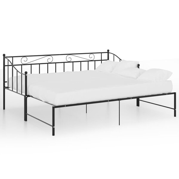 vidaXL Cadre de canapé-lit extensible Noir Métal 90x200 cm