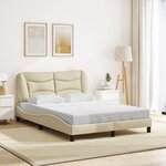 vidaXL Cadre de lit avec lumières LED crème 140x200 cm tissu