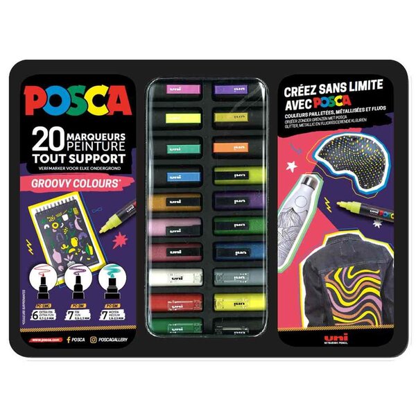 Marqueur à pigment 'GROOVY COLOURS'  mallette métal POSCA