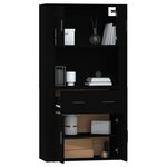 vidaXL Buffet haut Noir Bois d'ingénierie