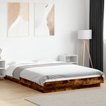 vidaXL Cadre de lit avec lumières LED chêne fumé 120x190 cm