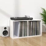 vidaXL Boîte de rangement de vinyles Blanc brillant 71x34x36 cm