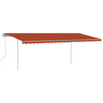 vidaXL Auvent manuel rétractable avec poteaux 6x3 5 m Orange et marron