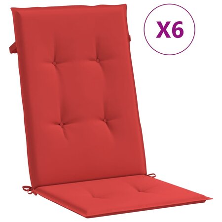 vidaXL Coussins de chaise de jardin dossier haut lot de 6 rouge tissu