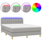 vidaXL Sommier à lattes de lit et matelas et LED Gris clair 140x190 cm